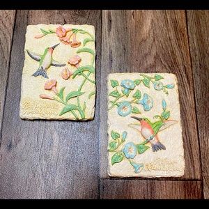 Hummingbird Wall Art Set of 2 | Raised Art Deco Nature Decor Bird Lover Accents